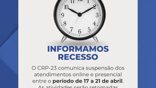 ATENÇÃO! RECESSO NO CRP-23